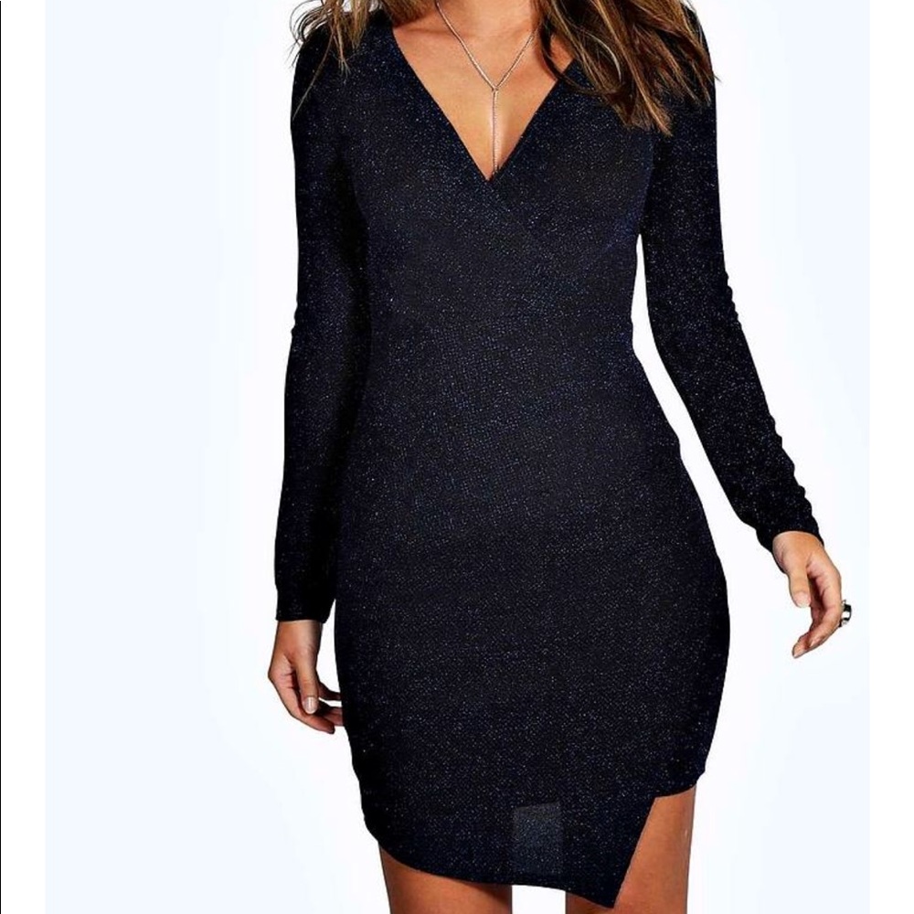 Midnight blue dress with specks of silver